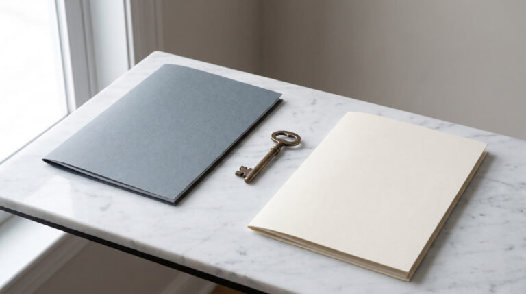 A laptop and notepad on a desk