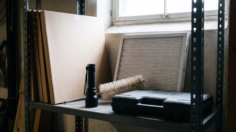 Furnace and air handler equipment in a utility room