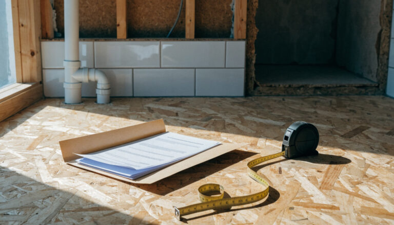 Contractor estimate paperwork and tape measure